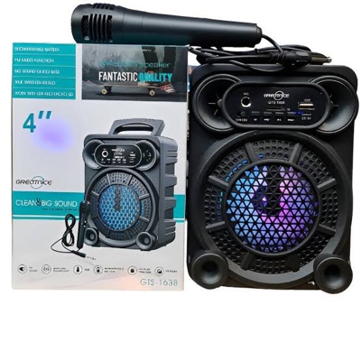 Picture of Greatnice GTS-1638 4 Inch Wireless Bluetooth Speaker with Mic – FM Radio, USB, Rechargeable Battery, HD Sound, Portable Outdoor Speaker