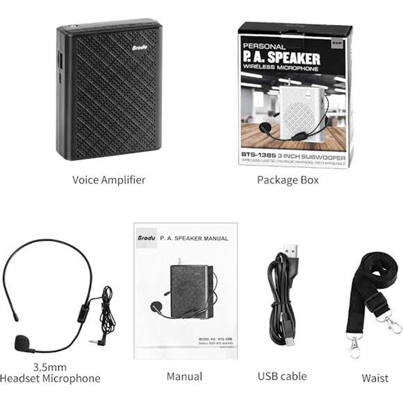 Picture of Voice Amplifier for Teachers with Wired Microphone Headset and Waistband, Portable Rechargeable Speaker Megaphone for Classrooms, Speeches, Tour Guide, Meeting, Coaches, Outdoors Indoors