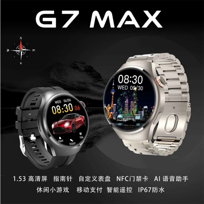 Picture of G7 MAX Smartwatch for Men with Bluetooth Calling, HD Display, Sports & Health Tracking – Metallic & Silicone Strap