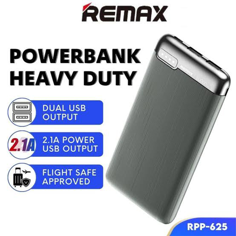 Picture of Remax RPP‑625 10000 mAh Dual USB Fast Charging Power Bank – Portable 2.1 A Output, Type‑C & MicroUSB Input, LED Display, ABS+PC Build - Multicolor