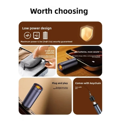 Picture of Portable Cigarette Lighter – Mini Keychain Lighter with Plug & Play Refillable Design, Windproof Metal Body, Blow-to-Ignite Function – Rechargeable & Travel-Friendly