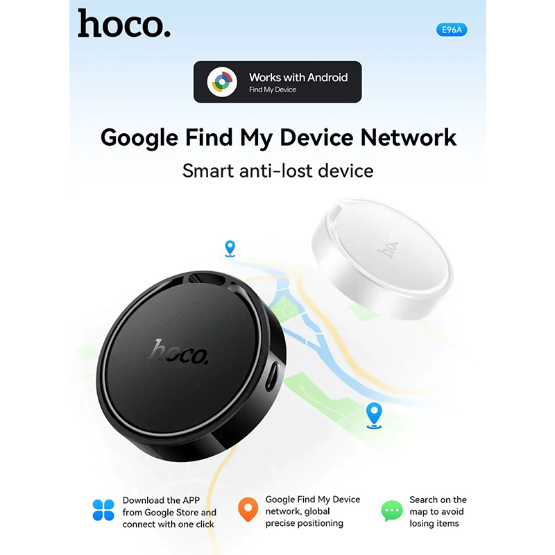 Picture of HOCO E96A Smart Finder – Compact Bluetooth Locator, Google Find My Device Compatible, Long Battery Life (6–8 Months), ABS Design - Multicolor