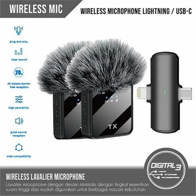 Picture of F11-2 3-in-1 Wireless Lavalier Microphone – Dual Transmitters + Universal Receiver (Type-C, iPhone Lightning & 3.5 mm), Noise-Cancellation, UHF/2.4 GHz, Omnidirectional Lavalier Mic for Interviews, Vlogging & Content Creation - Black