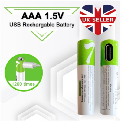Picture of Premium AAA 1.5V Rechargeable Battery with USB Type-C Fast Charging Cable – Compact & Powerful for Electronics - Multicolor