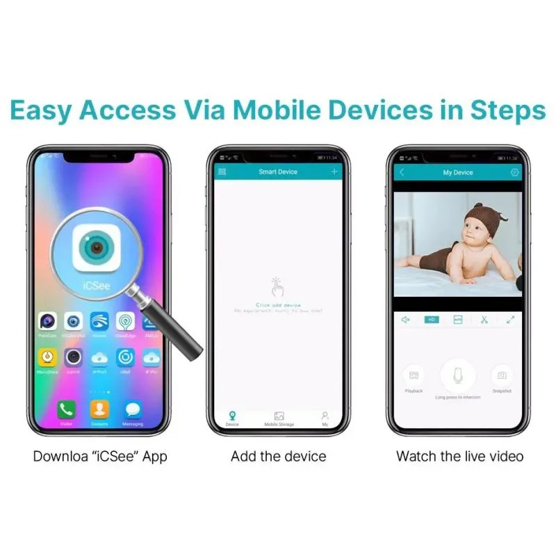 Picture of V380 Pro Dual Lens Wireless Dome Camera WIFI Home Smart Protection Wireless CCTV Indoor Camera Two Way Audio - Multicolor