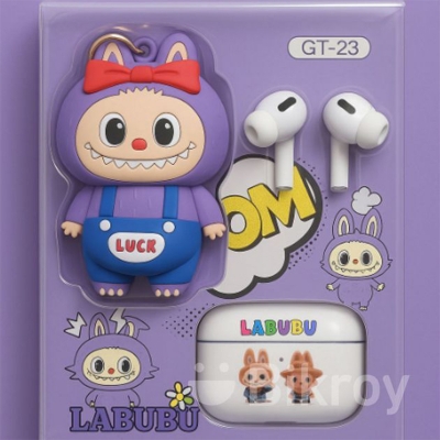 Picture of Labubu GT-23 Wireless Earbuds with Fun Labubu Cartoon Doll With Keychain And Transparent Earbuds Cover Also The Doll Has Space To Keep Yours Small Things