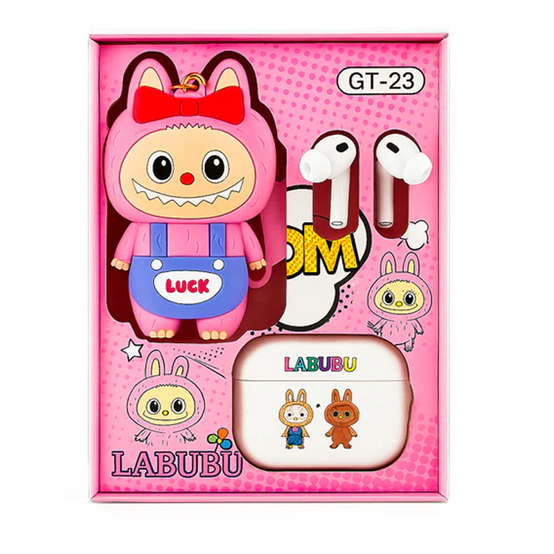 Picture of Labubu GT-23 Wireless Earbuds with Fun Labubu Cartoon Doll With Keychain And Transparent Earbuds Cover Also The Doll Has Space To Keep Yours Small Things