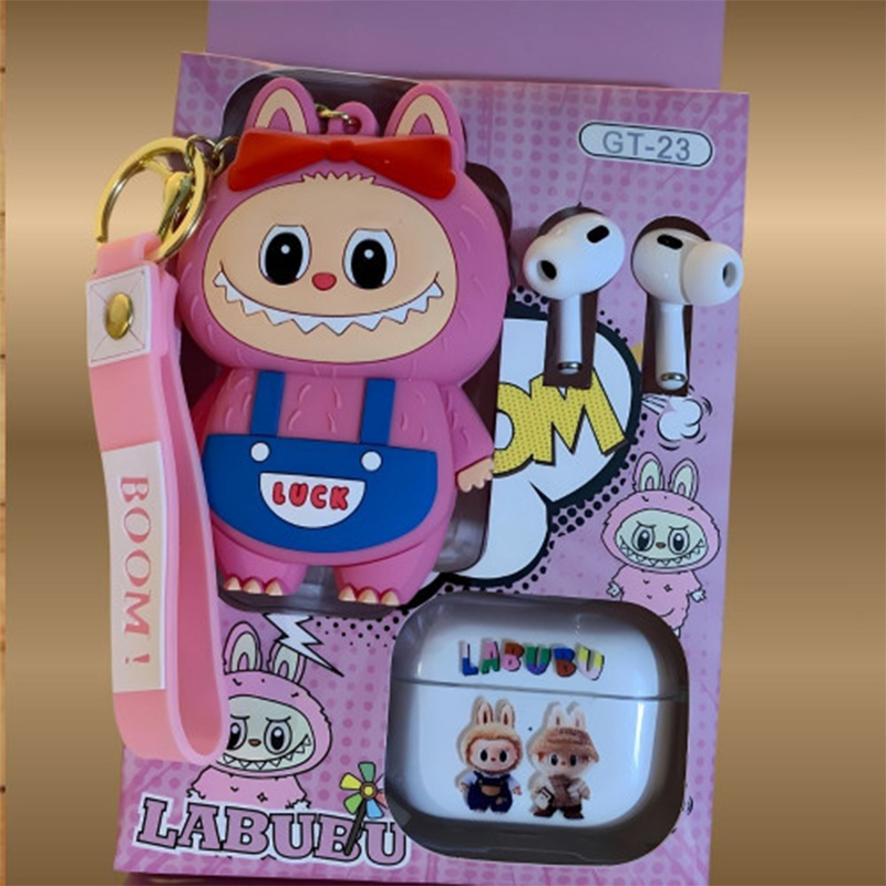 Picture of Labubu GT-23 Wireless Earbuds with Fun Labubu Cartoon Doll With Keychain And Transparent Earbuds Cover Also The Doll Has Space To Keep Yours Small Things