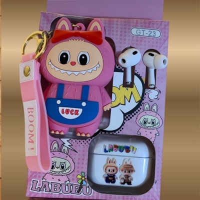 Picture of Labubu GT-23 Wireless Earbuds with Fun Labubu Cartoon Doll With Keychain And Transparent Earbuds Cover Also The Doll Has Space To Keep Yours Small Things
