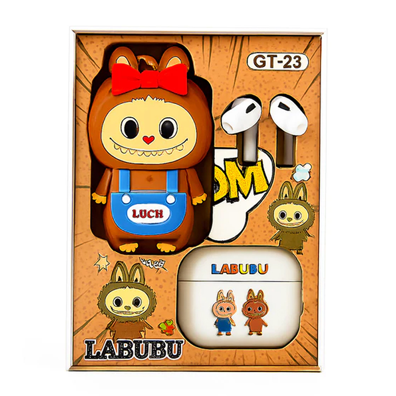 Picture of Labubu GT-23 Wireless Earbuds with Fun Labubu Cartoon Doll With Keychain And Transparent Earbuds Cover Also The Doll Has Space To Keep Yours Small Things