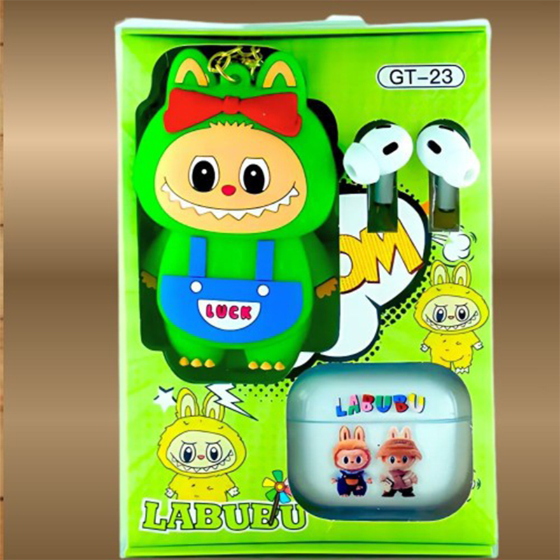 Picture of Labubu GT-23 Wireless Earbuds with Fun Labubu Cartoon Doll With Keychain And Transparent Earbuds Cover Also The Doll Has Space To Keep Yours Small Things