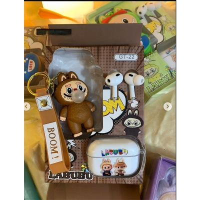 Picture of Labubu GT-22 Wireless Earbuds with Cute Cartoon Lababu Doll Keychain & Printed Protective Case, Bluetooth Earphones for Music & Calls
