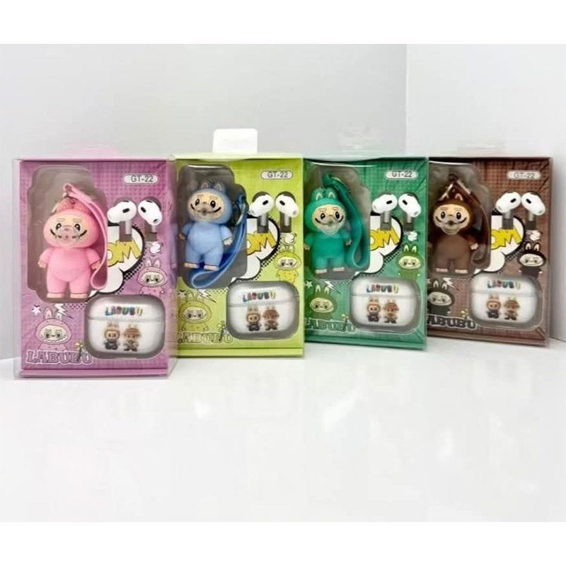 Picture of Labubu GT-22 Wireless Earbuds with Cute Cartoon Lababu Doll Keychain & Printed Protective Case, Bluetooth Earphones for Music & Calls