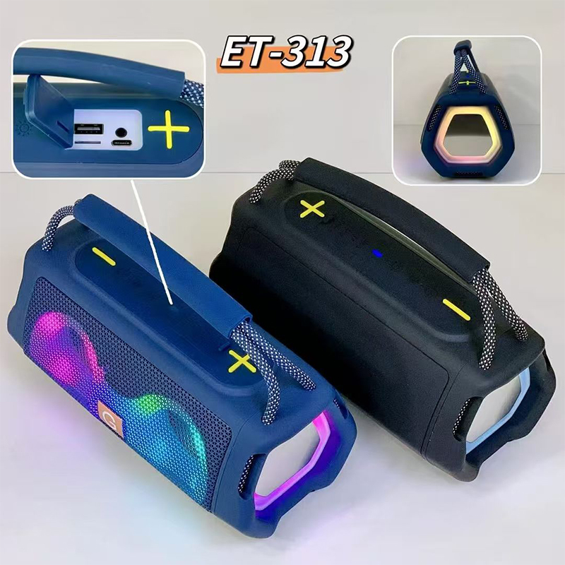 Picture of ET-313 Portable Wireless Bluetooth Speaker with RGB Lights, FM Radio, AUX/USB/TF Support, Bluetooth V5.3, 12H Playtime