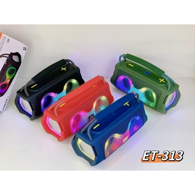 Picture of ET-313 Portable Wireless Bluetooth Speaker with RGB Lights, FM Radio, AUX/USB/TF Support, Bluetooth V5.3, 12H Playtime