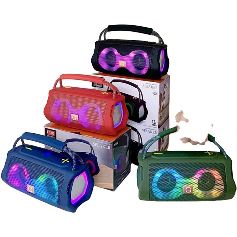 Picture of ET-313 Portable Wireless Bluetooth Speaker with RGB Lights, FM Radio, AUX/USB/TF Support, Bluetooth V5.3, 12H Playtime
