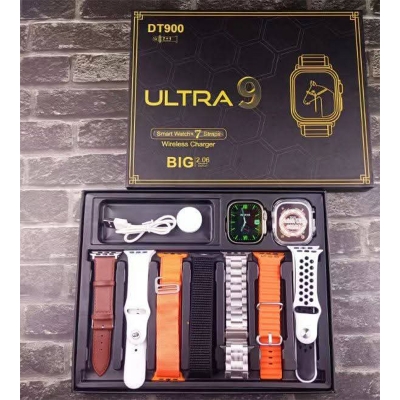Picture of DT900 Ultra 9 Smart Watch with 7 Straps & Wireless Charger – 2.06" Big Display, Fitness Tracker, Bluetooth Call, Waterproof