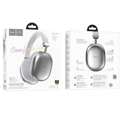 Picture of Hoco W35 Max Wireless Headphone – 90 Hrs Playtime, Bluetooth 5.3, 40 mm Driver - Silver