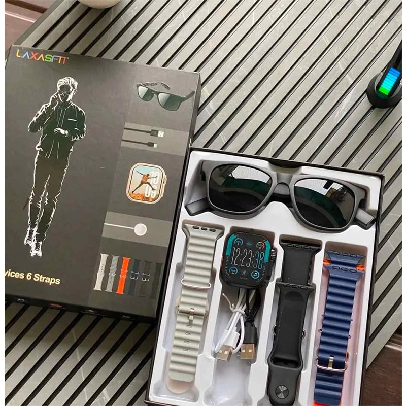 Picture of Laxasfit Smart Combo – Smart Sunglass with Wireless Music & Calling + Smartwatch with 6 Straps - Multicolor