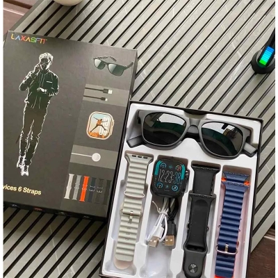 Picture of Laxasfit Smart Combo – Smart Sunglass with Wireless Music & Calling + Smartwatch with 6 Straps - Multicolor