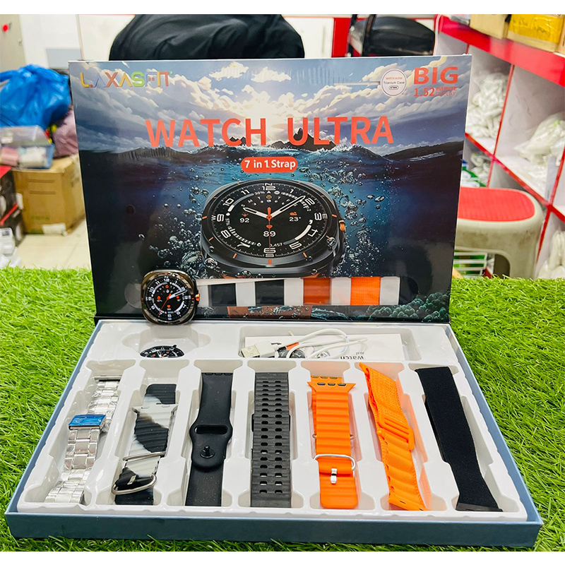 Picture of Laxasfit Watch Ultra Smart Combo – Bluetooth Calling Smartwatch with 7 in 1 Strap Pack - Multicolor
