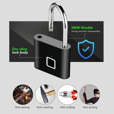 Picture of Smart Fingerprint Padlock – USB Rechargeable, Keyless Biometric Lock - Multicolor