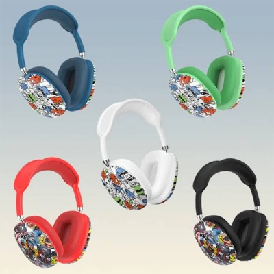 Picture of P9 Plus Bluetooth Headphone - Over-Ear Wireless Headset with Mic | Deep Bass Stereo, TF Card Supported (Graffiti/Custom Design)