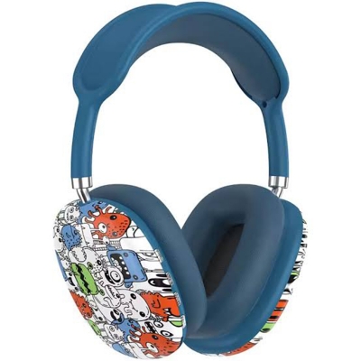 Picture of P9 Plus Bluetooth Headphone - Over-Ear Wireless Headset with Mic | Deep Bass Stereo, TF Card Supported (Graffiti/Custom Design)