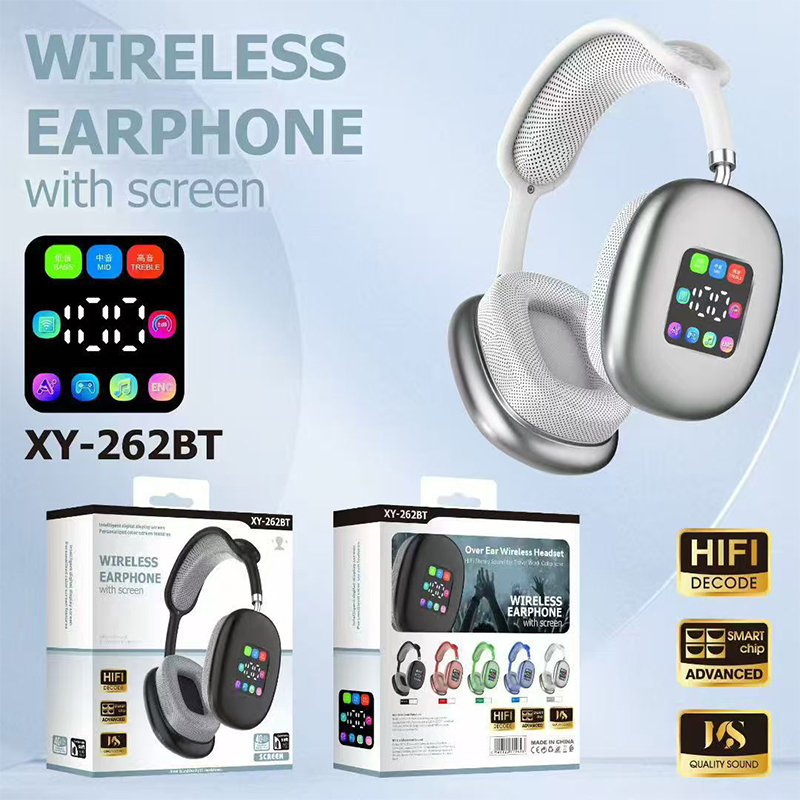 Picture of XY-262B Wireless Headphone with Digital Display Screen | HiFi Stereo Sound, Bluetooth Over-Ear Headset