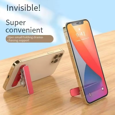 Picture of Universal Adhesive Back Stickers Mini ABS Portable Folding Desk Mount Holder Mobile Phone Cradle Stand for Cellphone - Multicolor