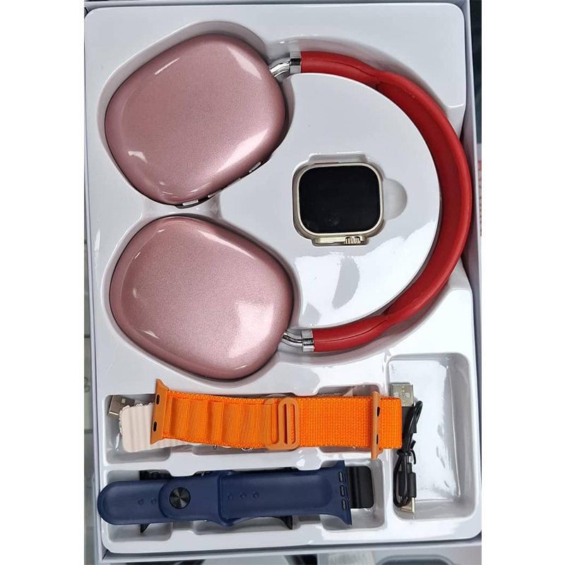 Picture of H25 Max 4-in-1 Smart Combo - AMOLED Smart Watch with Wireless Charger, Wireless Headphones and 4 Interchangeable Straps Bundle