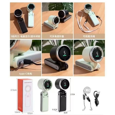 Picture of Popular Mini High-Speed Handheld Turbo Fan Smart Digital Display Wearable Personal Desk/Turbo Fan Handheld Rechargeable Fan Multicolor Portable Mini Hand Fan USB Rechargeable Foldable Hanging Neck Fan USB Mini Portable Small Turbo Fan - Multicolor