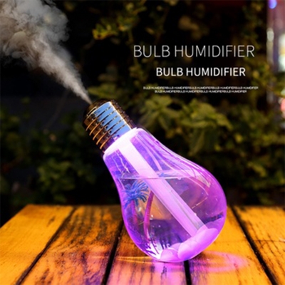 Picture of Premium Bulb Shape USB Ultrasonic Humidifier with 7 Color LED Night Light and Decorative Palm Trees 400ml