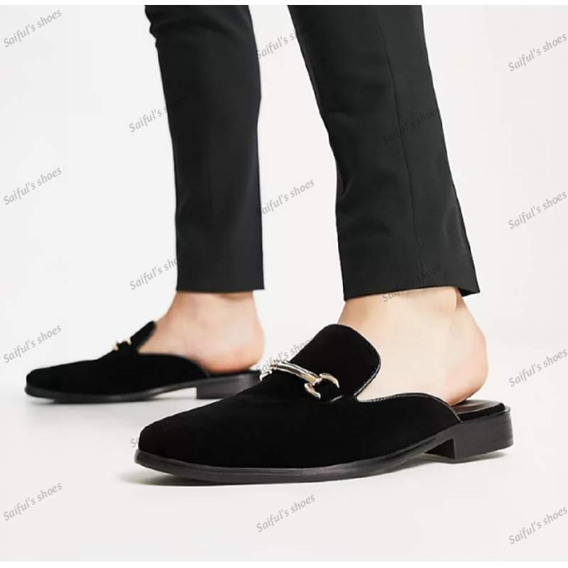 Picture of Eid Collection Mokmol Loafer Half Shoes For Men - Loafer For Men-Black