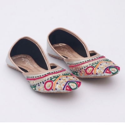 Picture of Hand made Joipori flat Leather Nagra shoes for Women-Silver