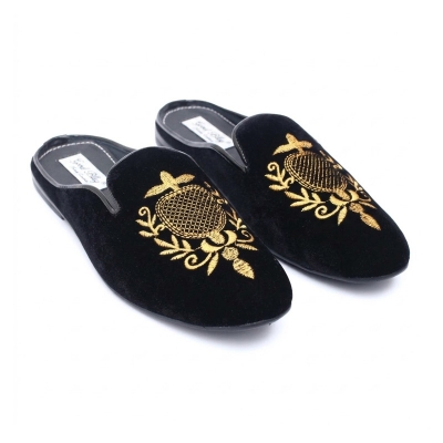 Picture of Velvet Fabrics Half Shoe Summer Casual For Men - Shoe - Lofar-Black