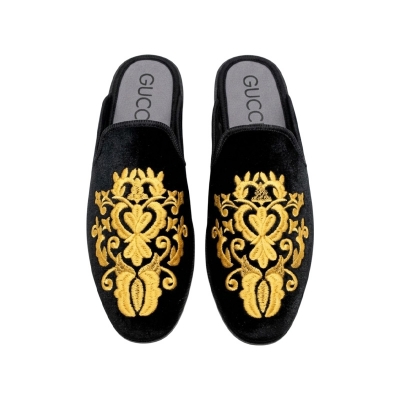 Picture of Stylish Fashionable velvet Half Shoes For Men-Black