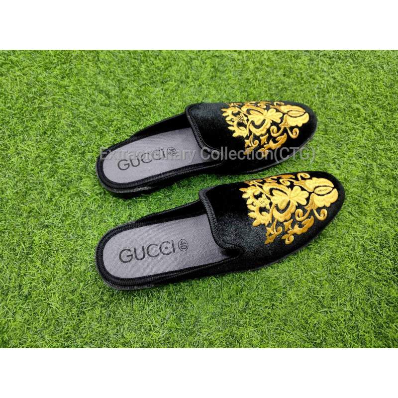 Picture of Stylish Fashionable velvet Half Shoes For Men-Black