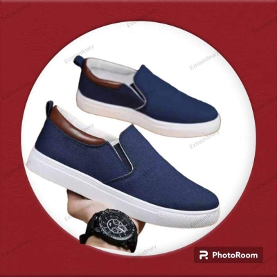 Picture of Canvas Stylish Shoes Black And Blue Color Winter Canvas Sneakers For Men - Shoes For Men - Shoe For Boys - White Shoes-Blue