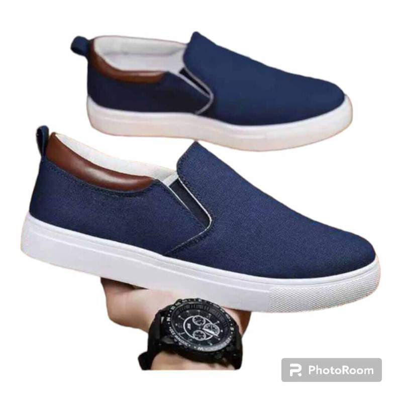 Picture of Canvas Stylish Shoes Black And Blue Color Winter Canvas Sneakers For Men - Shoes For Men - Shoe For Boys - White Shoes-Blue