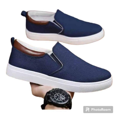 Picture of Canvas Stylish Shoes Black And Blue Color Winter Canvas Sneakers For Men - Shoes For Men - Shoe For Boys - White Shoes-Blue