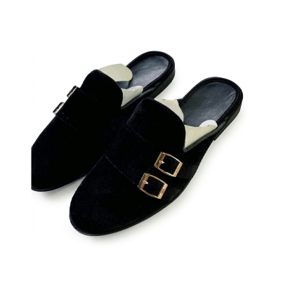 Picture of New fashionable velvet half shoes for men-Black