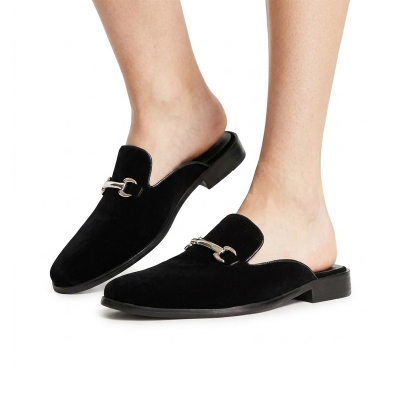 Picture of New fashionable velvet half shoes for men-Black