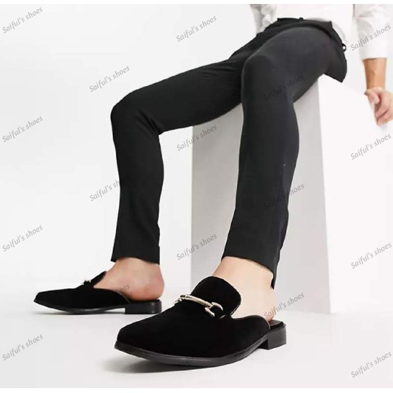 Picture of New fashionable velvet half shoes for men-Black