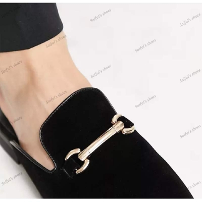 Picture of New fashionable velvet half shoes for men-Black