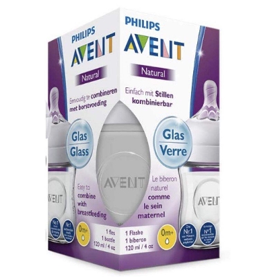 Picture of Philips Avent Natural Glass Bottle 120ml (France) - Aqua