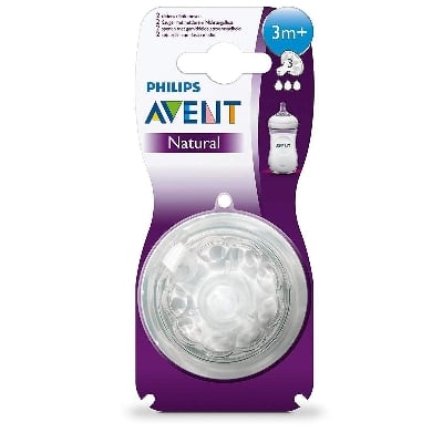 Picture of Philips Avent Natural Teat 3Month+ Twin Pack (UK) - Purple