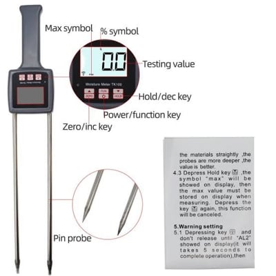 Picture of Meter Portable Digital Humidity Tester for Grains,Chemical, Plastic Granule, Soap Powder, Soil-Multicolor