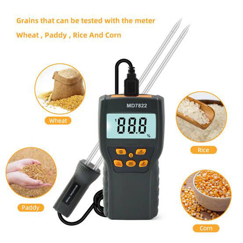 Picture of Digital Grain Moisture Meter MD7822 LCD Display Humidity Tester Contains Wheat Corn Rice Moisture Test Meter-Multicolor