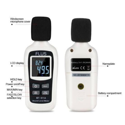 Picture of Flus Digital Mini Sound Level Meter MT-911A with Temperature-Multicolor